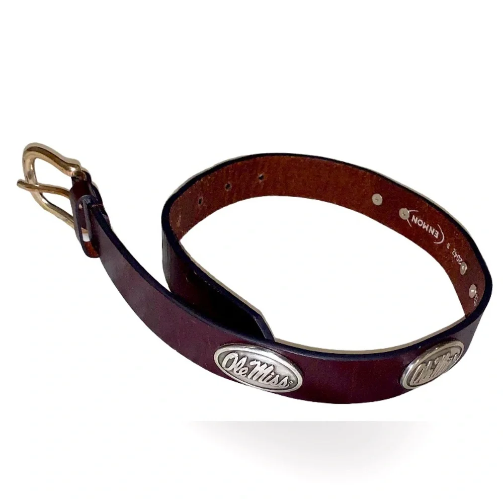 ENMON Ole Miss leather belt boys size small 24 26